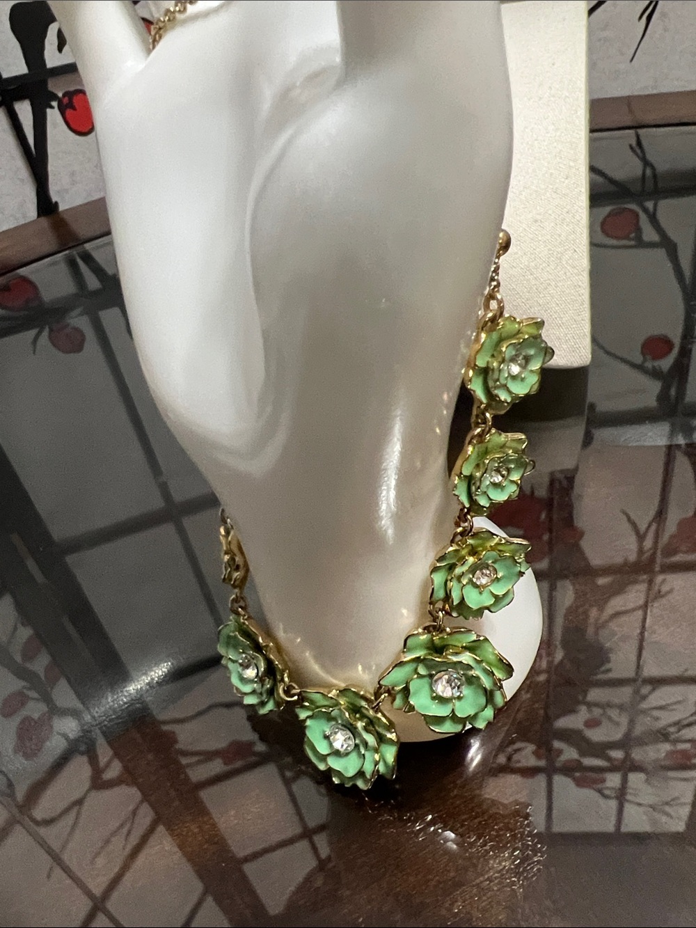 kate spade Mint Green Floral Statement Necklace - Gold Tone - Picture 5 of 6